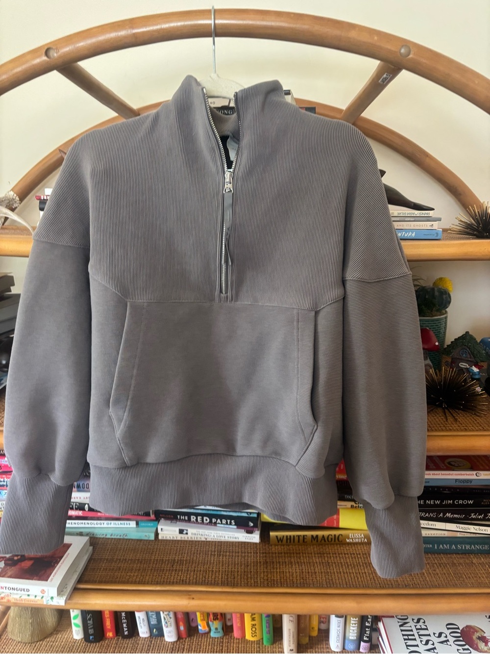 Varley Women's Half-Zip Mock Neck Sweatshirt in Charcoal